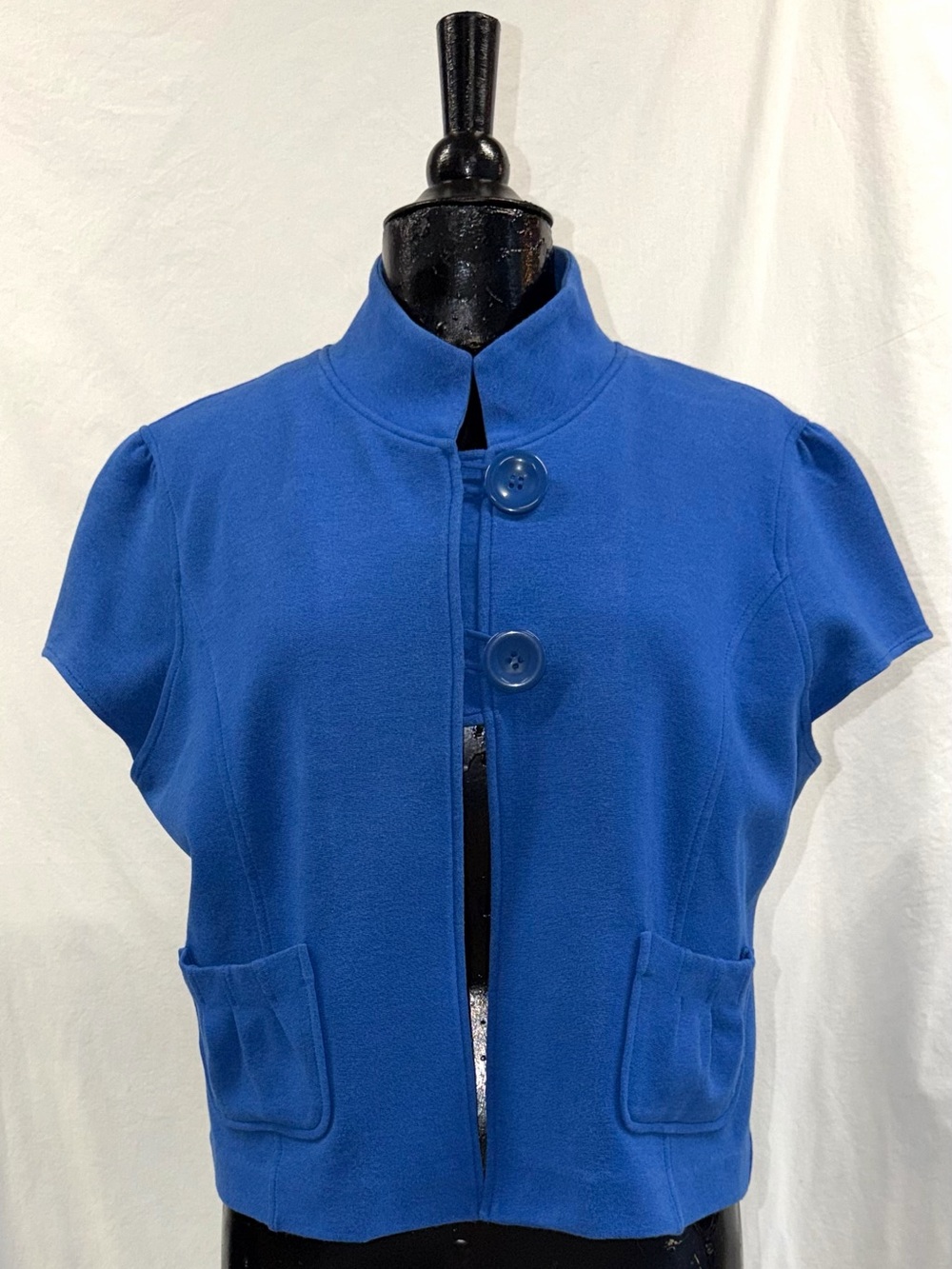 KENAR Cobalt Blue Short Sleeve Cropped Jacket XL Retro Mod